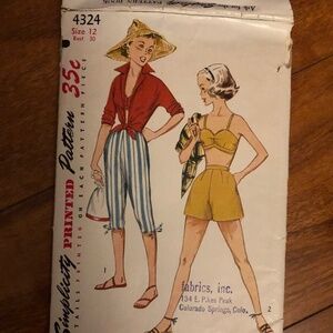 Simplicity 4324 Vintage 1950's Sewing Pattern
